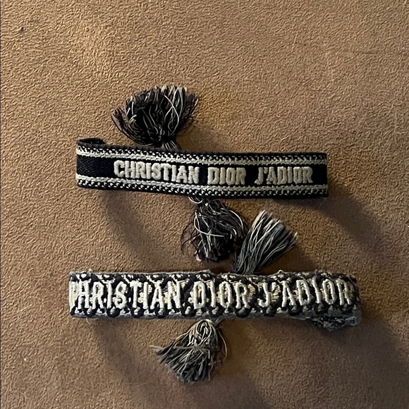 Christian Dior Navy Blue Dior Oblique Cotton Bracelet Set - Picture 5 of 11